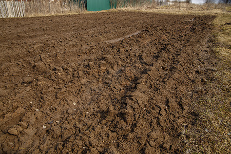 马铃薯种植摄影照片_春季马铃薯种植前的犁地