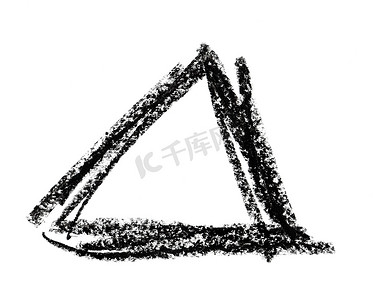 淡彩摄影照片_用黑色淡色蜡笔制成的三角形