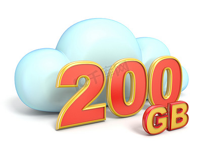 决胜200天摄影照片_云图标 200 GB 存储容量 3D