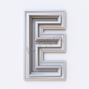 白色相框字体 Letter E 3D