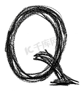手写素描黑色字母 Q