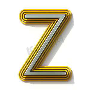 黄色轮廓字体字母 Z 3d