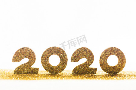 新年金色海报摄影照片_2020新年奢华设计