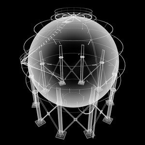 圆形油罐或煤气罐。 
