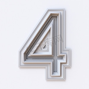 白色相框字体编号 4 FOUR 3D