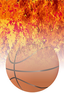 火焰蓝摄影照片_咆哮燃烧的篮球