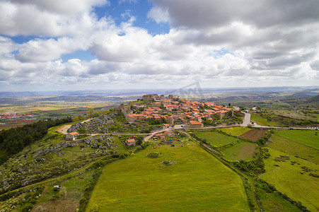 葡萄牙卡斯特洛罗德里戈无人机鸟瞰村庄景观