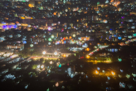 抽象，美丽的城市夜景，散景灯