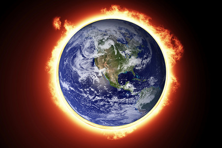 地球在火中的合成图像