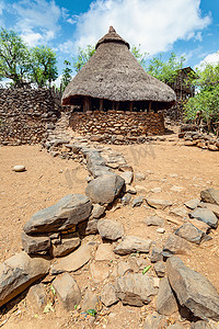 部落摄影照片_埃塞俄比亚卡拉特孔索的孔索部落村庄