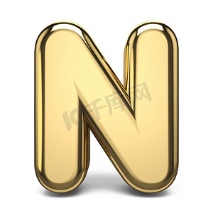 金色字体字母 N 3d