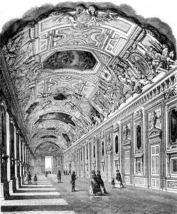 卢浮宫的阿波罗画廊，复古版画。
