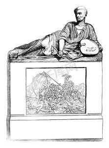 1841 年雕塑家展，热里科墓，大理石，复古雕刻