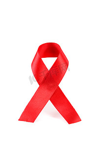 战天摄影照片_白色背景上的艾滋病意识红丝带。