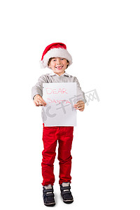 给孩子一封信摄影照片_孩子拿着一封信给圣诞老人