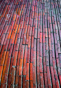 红砖地板和路纹理