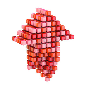 上传箭头由不同的红色立方体 3D 制成
