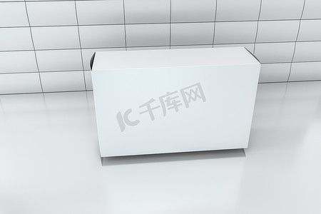 3d 渲染，白色背景的白色包装盒