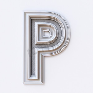 白色相框字体 Letter P 3D