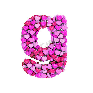情人节字母 G - 小写 3d 粉红心字体 - 爱、激情或婚礼概念