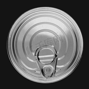锡罐摄影照片_锡罐罐头食品隔离在黑色