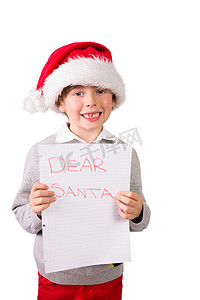 给孩子一封信摄影照片_孩子拿着一封信给圣诞老人