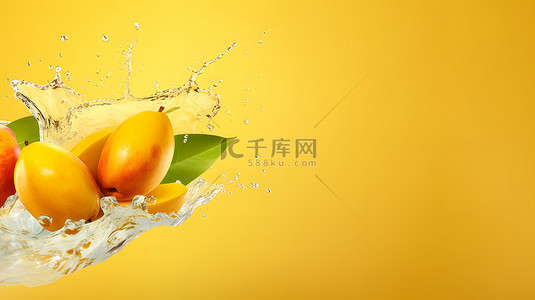 夏日清凉芒果水果水花主题背景