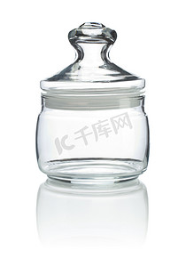 透明罐摄影照片_空的透明玻璃罐