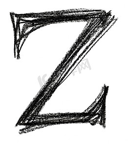 艺术字母设计摄影照片_手写素描黑色字母 Z