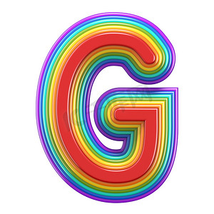 同心彩虹字体字母 G 3d