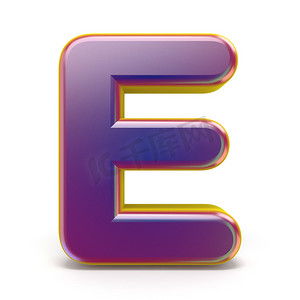 字母 E 紫色字体黄色概述 3D