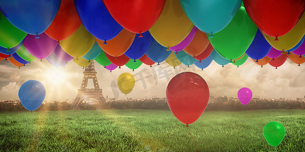 彩色气球的合成图像