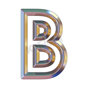 带有彩色反射的 Chrome 字体 Letter B 3D