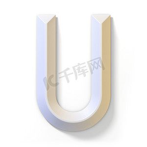 白色立体字体 LETTER U 3D