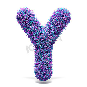 紫色人造毛皮 LETTER Y 3D 插图