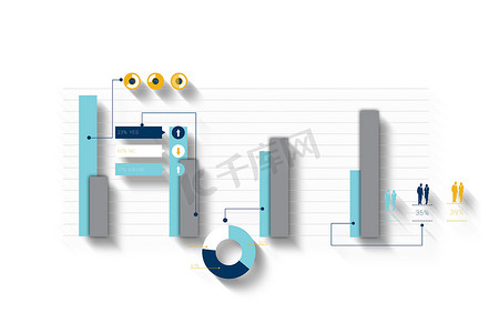 数字生成的灰色和蓝色业务信息图