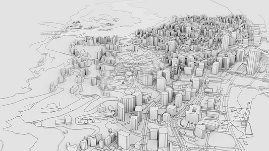 3d的模型摄影照片_3D 白色城市模型。