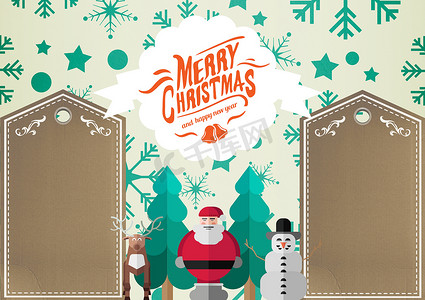 圣诞老人圣诞祝福和装饰的 3D 插图