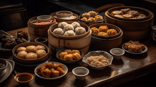 中国传统绘画摄影照片_中国点心哈高蒸中国石鸡菜