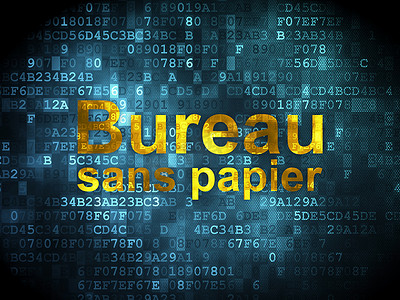 财务概念：Bureau Sans papier(french) 在数字背景上