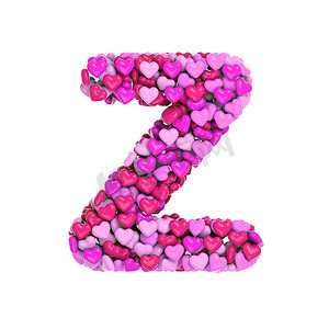 情人节字母 Z - 大写 3d 粉红心字体 - 爱、激情或婚礼概念