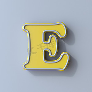 黄色卡通字体 Letter E 3D