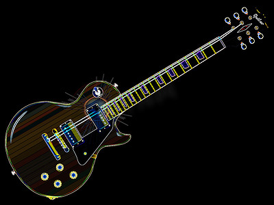 乐器抽象摄影照片_Solid Blues Guitar 霓虹灯 抽象