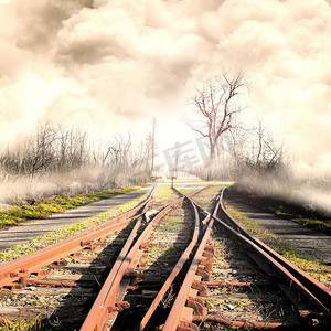 在有雾的风景的铁路