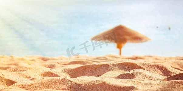 展架暑假招生摄影照片_夏季沙滩-旅游、海景、假期和暑假概念