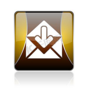 邮件金色方形 web 光泽图标