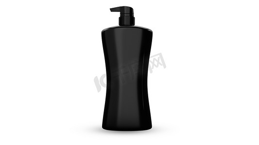 用于插入品牌标签的喷雾瓶模型泵型黑色，用于医疗护肤化妆品，3D 渲染