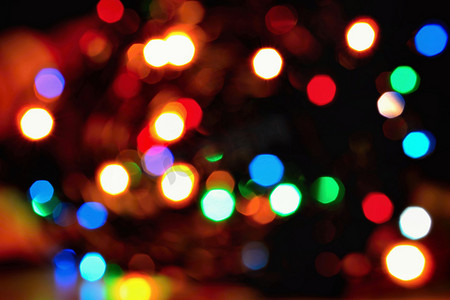抽象的圣诞节背景，圣诞树彩灯的圣诞节纹理。