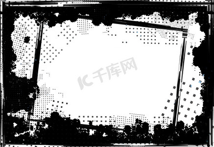 黑色黑色边框摄影照片_白色背景上的黑色 grunge 边框