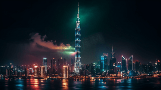 广州地标广州塔灯光秀夜景